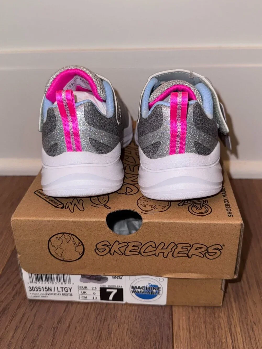 Girls Size 7 Skechers Child Power Jams - Everyday Bestie Toddler Shoes, NWT